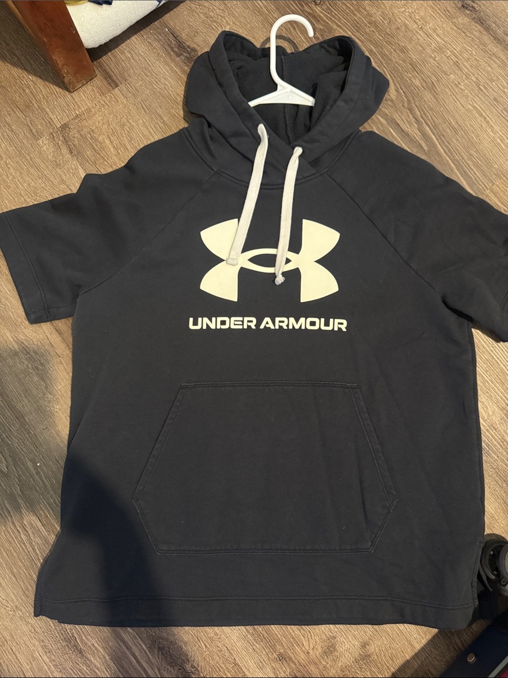 Under Armour Black Short Sleeve Hoodie with Logo